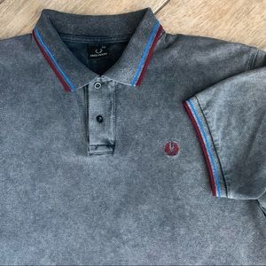 Fred Perry twin tipped acid wash polo shirt GUC
